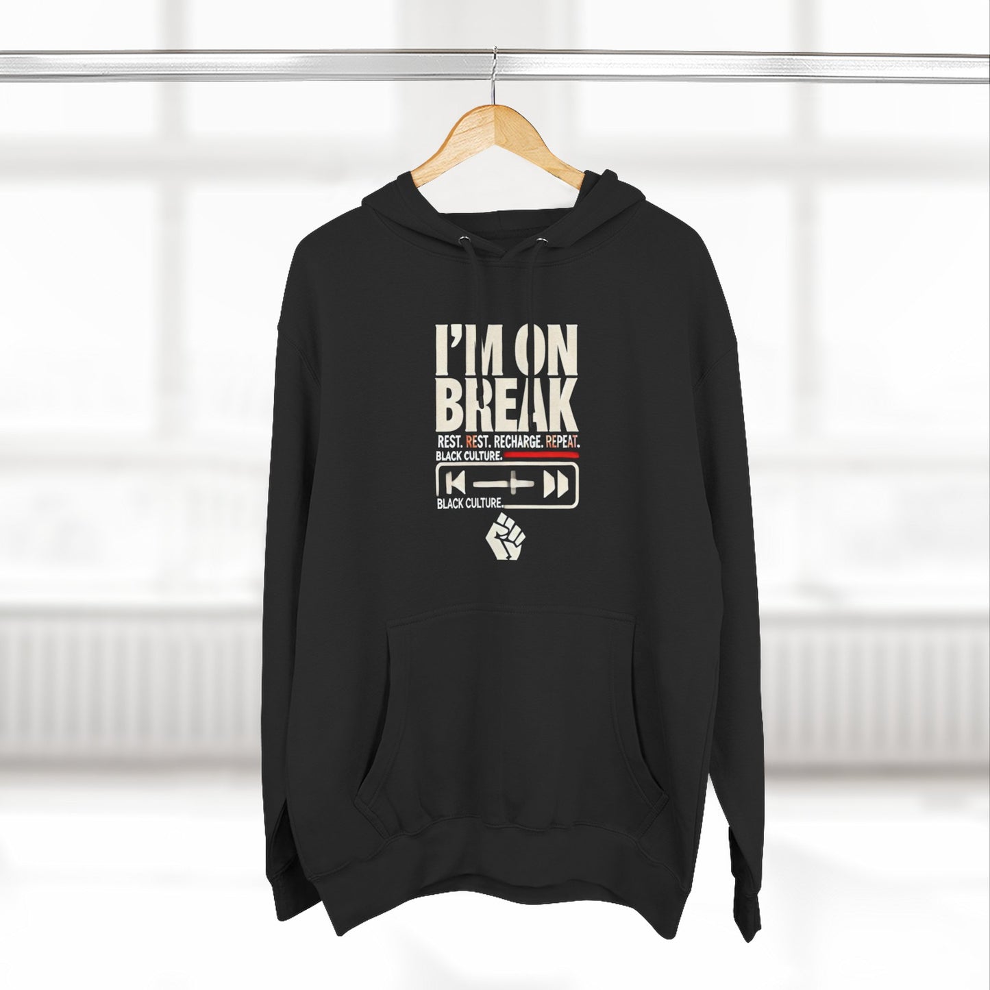 I'm On Break Fleece Hoodie - Relax, Recharge, Refresh - Cozy Sweatshirt for Self-Care Days