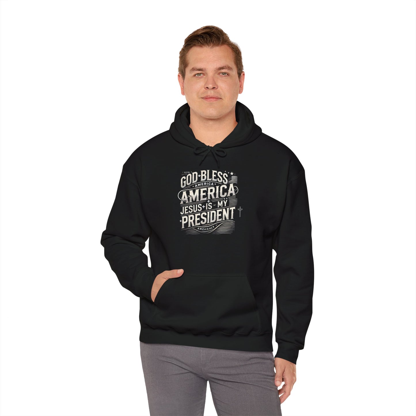 God Bless America Hoodie - Unisex Heavy Blend Sweatshirt with Christian Message
