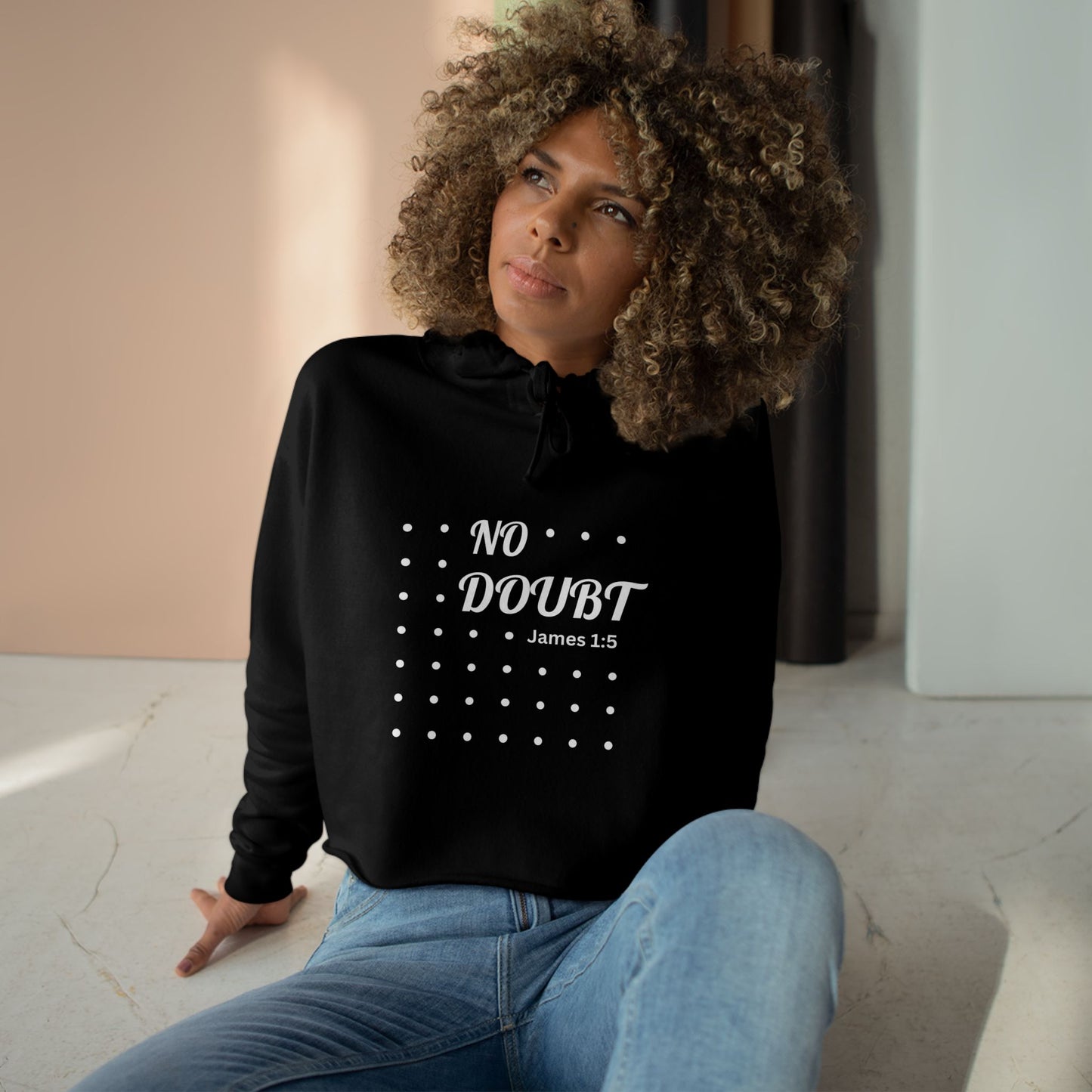 Inspirational Crop Hoodie - 'No Doubt' James 1:5