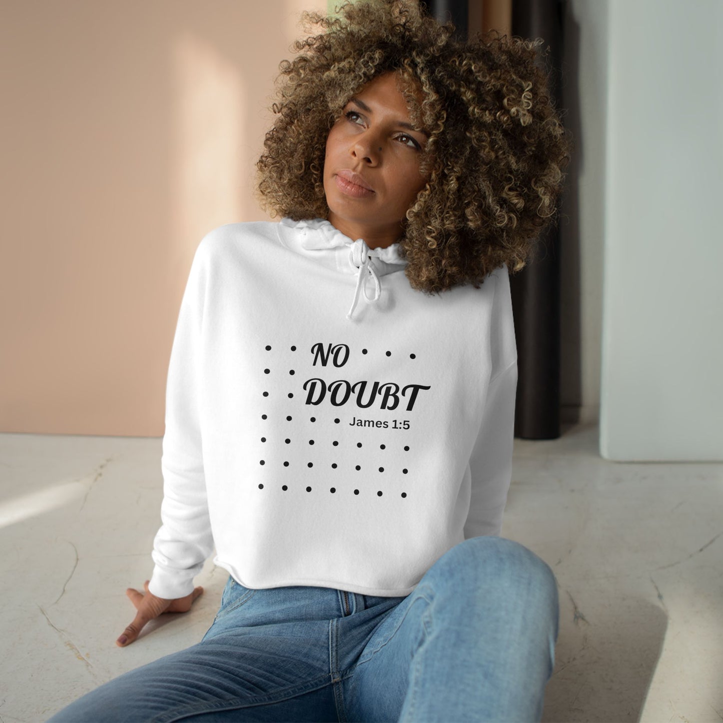Inspirational Crop Hoodie - 'No Doubt' James 1:5